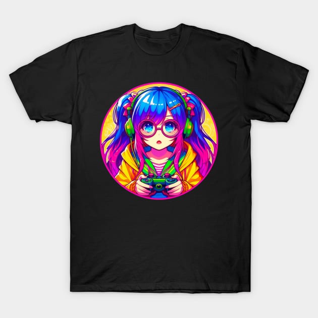 Neon gamer girl T-Shirt by Japanese Fever